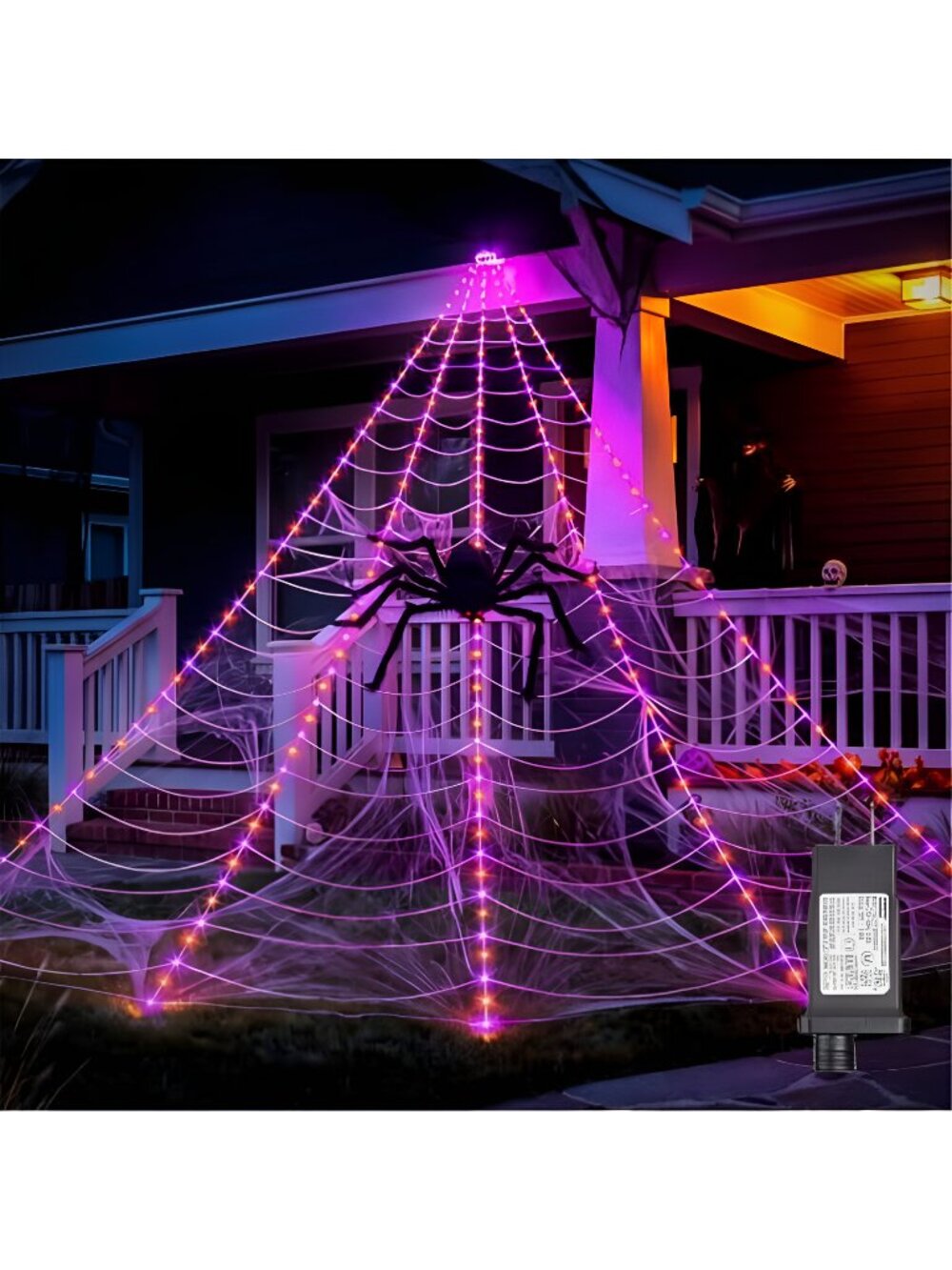Halloween Decorations Outdoor, 255-LED Giant Spider Web Lights